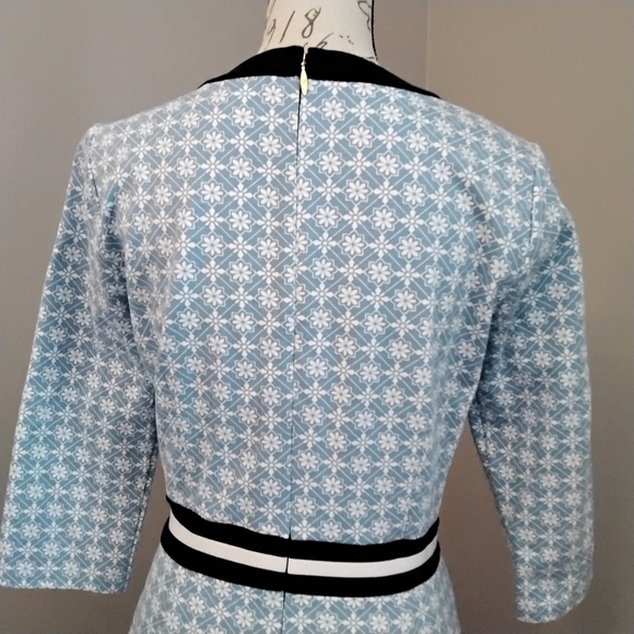 Draper James 3/4 Sleeve Honeycomb Persley Dress in Blue Multi - M - Picture 9 of 16